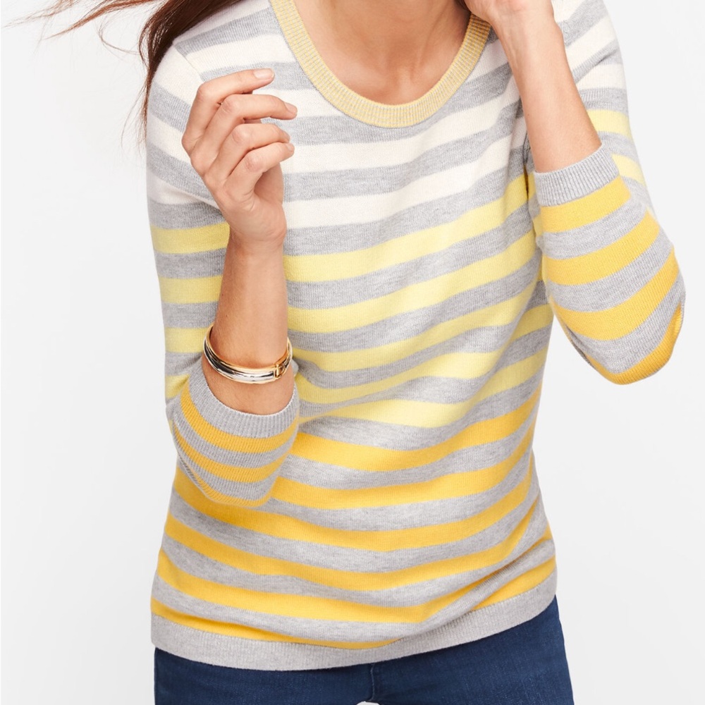 Talbots Yellow and Gray Striped Women's Sweater